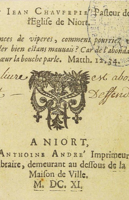 SHSDS : Imprimer au pays des Deux-Sèvres - 1594